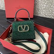	 Bagsaaa Valentino Mini Vsling Bag With Sparkling Embroidery In Green - 13.5cm - 5
