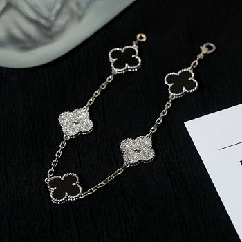 Bagsaaa Van Cleef & Arpels Silver & Black 5 motifs Bracelet