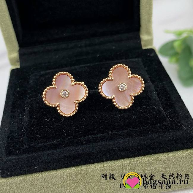 Bagsaaa Van Cleef & Arpels Clover Pink Earrings - 1