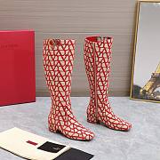 	 Bagsaaa Valentino Garavani VLogo Type boots in Red Toile Iconographe fabric - 4