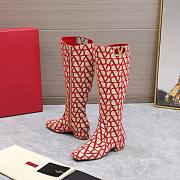 	 Bagsaaa Valentino Garavani VLogo Type boots in Red Toile Iconographe fabric - 5