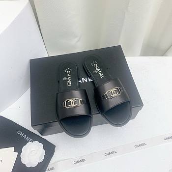 Bagsaaa Chanel Black Leather Slides