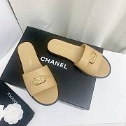	 Bagsaaa Chanel Beige Leather Slides - 5