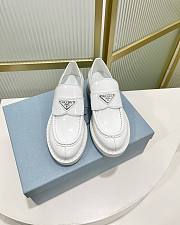 Bagsaaa Prada White Brushed Leather Loafers - 1