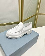 Bagsaaa Prada White Brushed Leather Loafers - 2