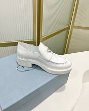 Bagsaaa Prada White Brushed Leather Loafers - 3