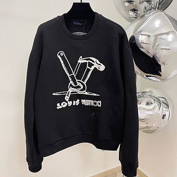 Bagsaaa Louis Vuitton Embroidered Cotton Sweatshirt Black