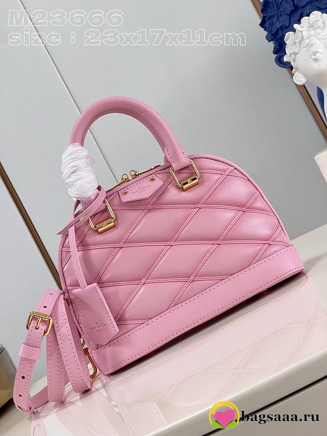 	 Bagsaaa Louis Vuitton Alma BB Pink In Crisscross lining - 23x17x11cm - 1