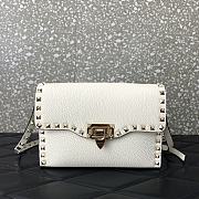 	 Bagsaaa Valentino Garavani Small Rockstud Leather Shoulder White Bag - 22.5*15.5*6cm - 1