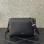 	 Bagsaaa Valentino Garavani Small Rockstud Leather Shoulder Black Gold Hardware Bag - 22.5*15.5*6cm - 5