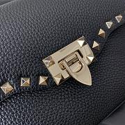 	 Bagsaaa Valentino Garavani Small Rockstud Leather Shoulder Black Gold Hardware Bag - 22.5*15.5*6cm - 3
