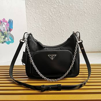 	 Bagsaaa Prada Re-Nylon and brushed leather mini-bag silver hardware - 22*19.5*6cm