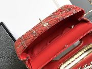 Bagsaaa Chanel Double Flap Bag with Cut Out Handle and Multi Chain Red Tweed - 29x19x9cm - 6