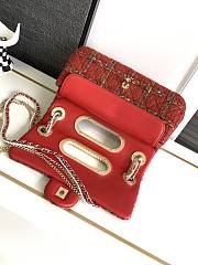 Bagsaaa Chanel Double Flap Bag with Cut Out Handle and Multi Chain Red Tweed - 29x19x9cm - 4
