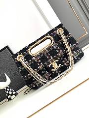 	 Bagsaaa Chanel Double Flap Bag with Cut Out Handle and Multi Chain Black Tweed - 29x19x9cm - 1
