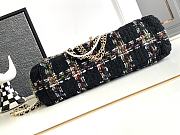 	 Bagsaaa Chanel Double Flap Bag with Cut Out Handle and Multi Chain Black Tweed - 29x19x9cm - 6