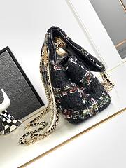 	 Bagsaaa Chanel Double Flap Bag with Cut Out Handle and Multi Chain Black Tweed - 29x19x9cm - 5