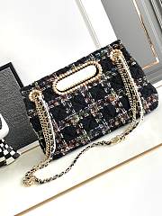 	 Bagsaaa Chanel Double Flap Bag with Cut Out Handle and Multi Chain Black Tweed - 29x19x9cm - 4