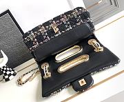 	 Bagsaaa Chanel Double Flap Bag with Cut Out Handle and Multi Chain Black Tweed - 29x19x9cm - 2