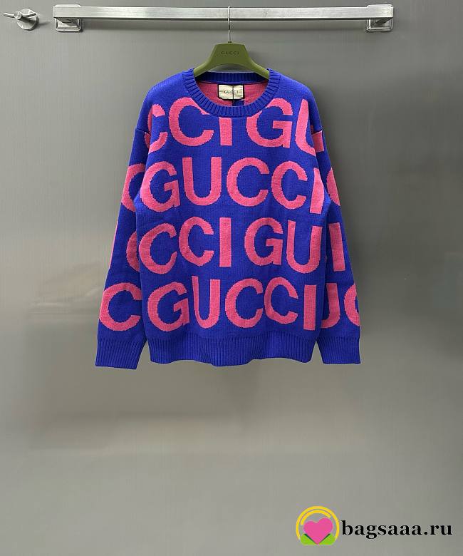 BAGSAAA GUCCI WOOL JUMPER WITH GUCCI INTARSIA - 1