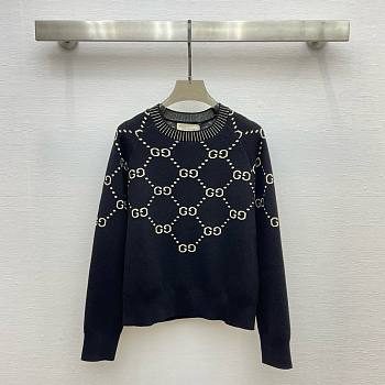 Bagsaaa Gucci Interlocking Gg Jacquard Wool Sweater Black