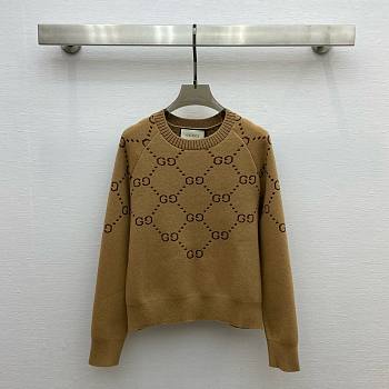 	 Bagsaaa Gucci Interlocking Gg Jacquard Wool Sweater Brown