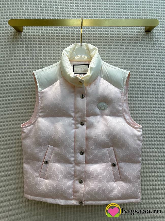 Bagsaaa Gucci GG COTTON CANVAS PADDED GILET Pink - 1