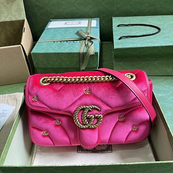 Bagsaaa Gucci Mini Marmont Pink Velvet - 22*13*6cm