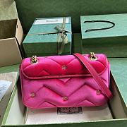 Bagsaaa Gucci GG Marmont Small Shoulder Bag Pink Velvet ‎443497 - 26x15x7cm - 6