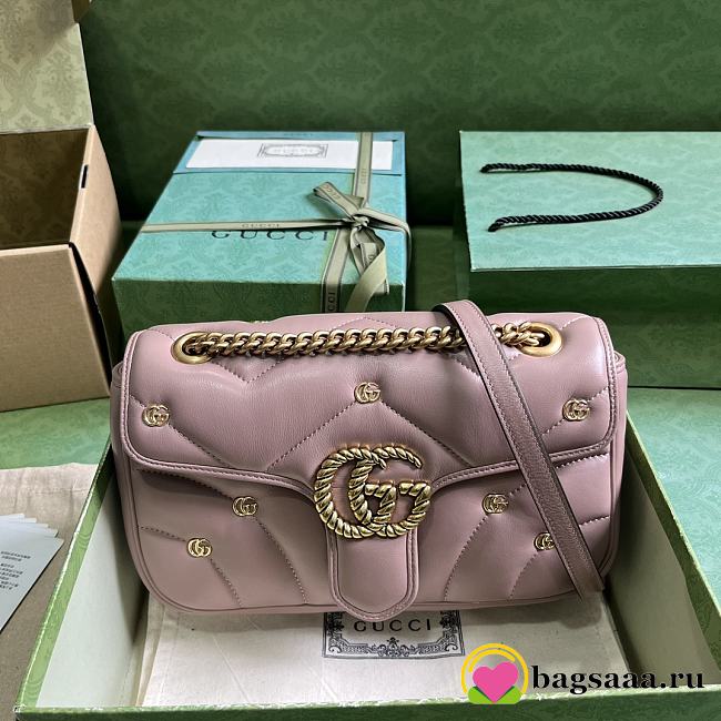 Bagsaaa Gucci Mini Marmont Pink Leather - 22*13*6cm - 1