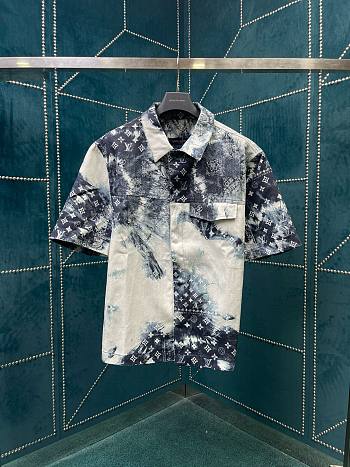 Bagsaaa Louis Vuitton Monogram Bandana Short-Sleeved Denim Shirt