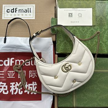 	 Bagsaaa Gucci Marmont Half Moon Shaped Mini Bag White Leather - 21*16*5cm