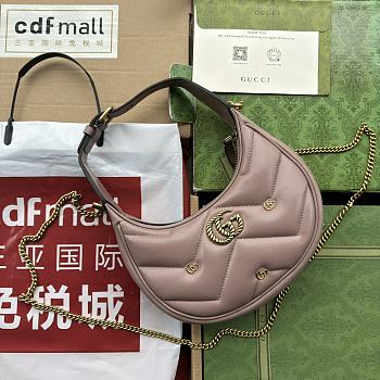 	 Bagsaaa Gucci Marmont Half Moon Shaped Mini Bag Dust Pink Leather - 21*16*5cm