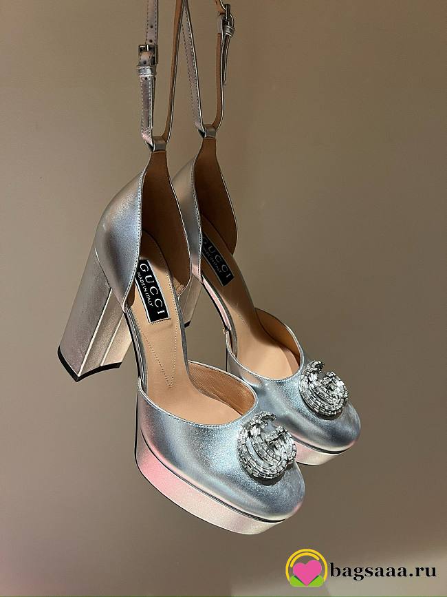 	 Bagsaaa Gucci Platform Pump With Double G In Silver 115mm - 1