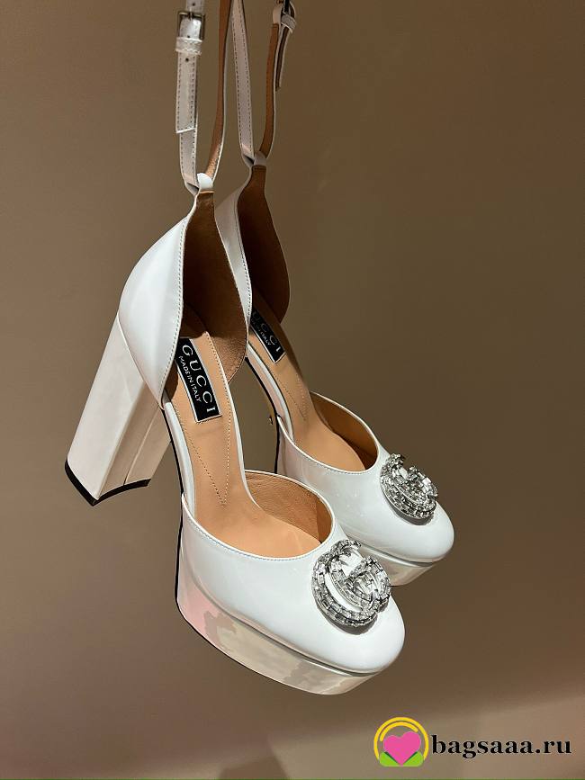 	 Bagsaaa Gucci Platform Pump With Double G In White 115mm - 1