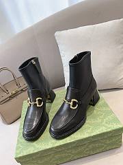 Bagsaaa Gucci Horsebit Plaque Ankle Boots Black - 5