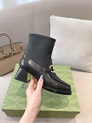 Bagsaaa Gucci Horsebit Plaque Ankle Boots Black - 3