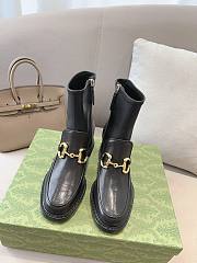 Bagsaaa Gucci Horsebit Plaque Ankle Boots Black - 1