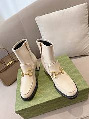 	 Bagsaaa Gucci Horsebit Plaque Ankle Boots White  - 6