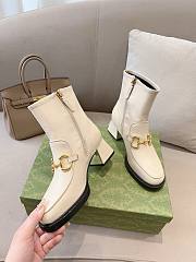 	 Bagsaaa Gucci Horsebit Plaque Ankle Boots White  - 5