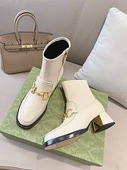 	 Bagsaaa Gucci Horsebit Plaque Ankle Boots White  - 4