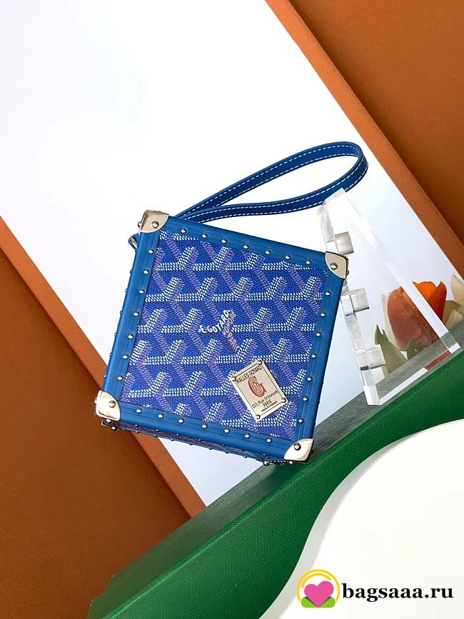 	 Bagsaa Goyard Dé Trunk Bag Metallic Blue - 12.5*12.5*12.5CM - 1