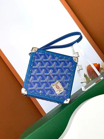 	 Bagsaa Goyard Dé Trunk Bag Metallic Blue - 12.5*12.5*12.5CM
