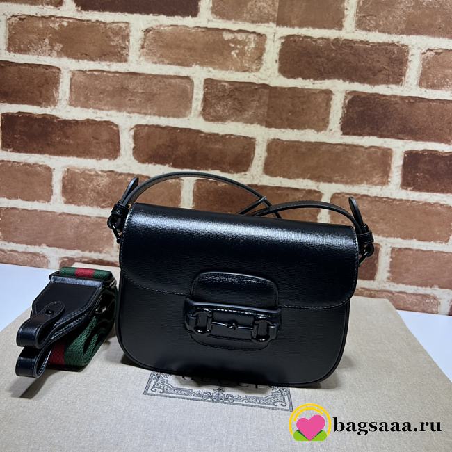 Bagsaaa Gucci Horsebit Shoulder Bag Black Hardware - 20.5*14.5*5CM - 1