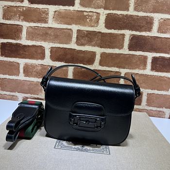 Bagsaaa Gucci Horsebit Shoulder Bag Black Hardware - 20.5*14.5*5CM