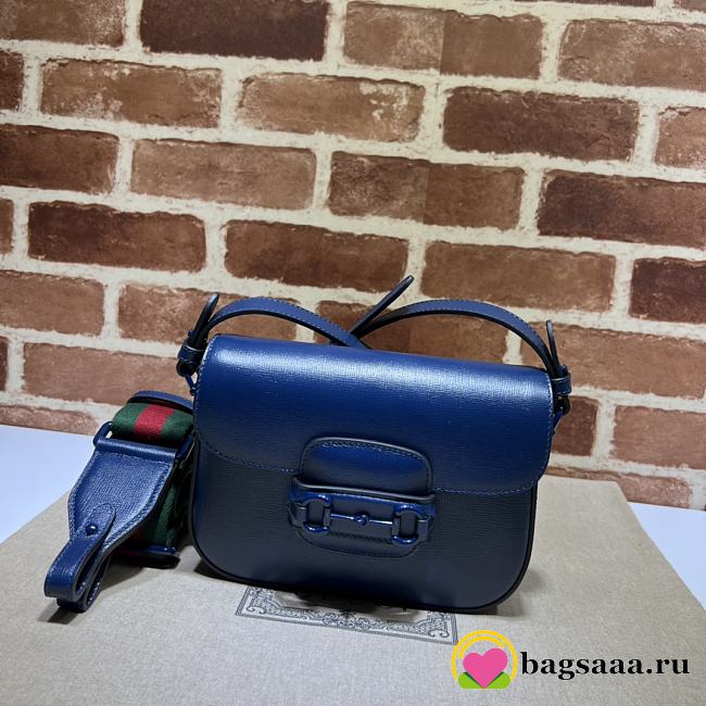 	 Bagsaaa Gucci Horsebit Shoulder Bag Bue Hardware - 20.5*14.5*5CM - 1