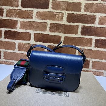 	 Bagsaaa Gucci Horsebit Shoulder Bag Bue Hardware - 20.5*14.5*5CM