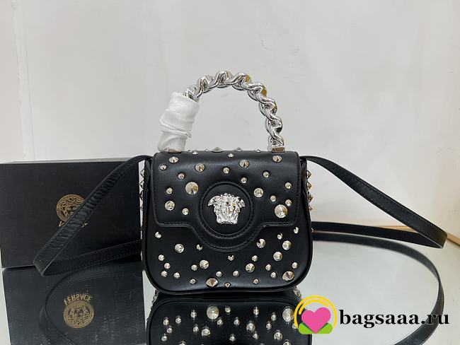 Bagsaaa Versace La Medusa studded top-handle bag 16*6*12CM - 1