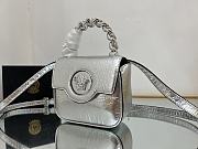 	 Bagsaaa Versace La Medusa studded top-handle bag in silver 16*6*12CM - 5