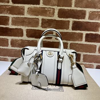 	 BAGSAAA GUCCI GG CANVAS AND SMOOTH LEATHER MINI HANDBAG IN WHITE - 22*15*11CM